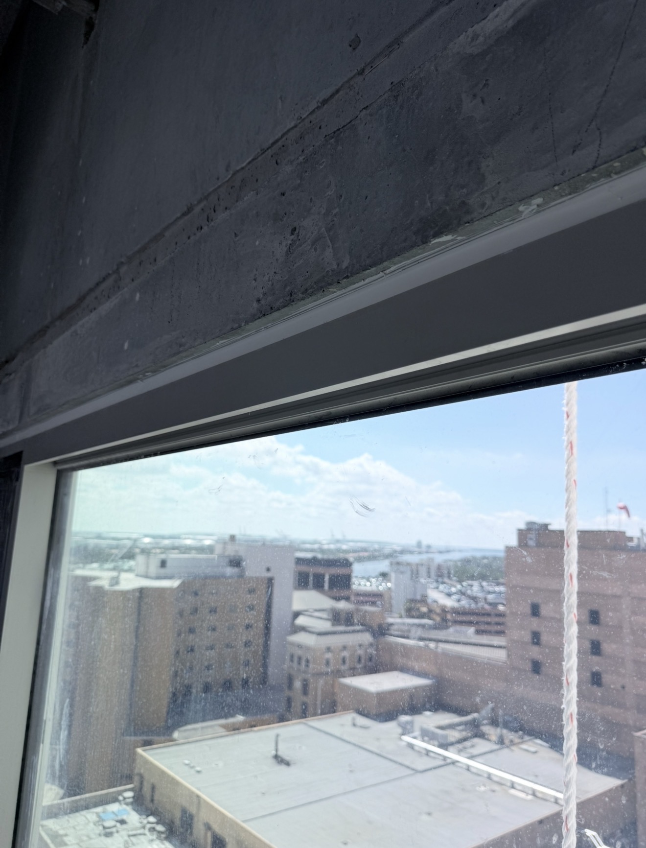 Window and concrete detail overlooking the Tampa General Hospital campus